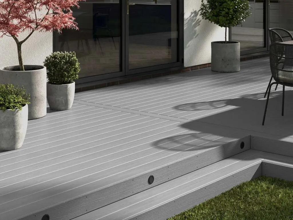 Lifestyle photo of evolution Ice Grey Composite Decking
